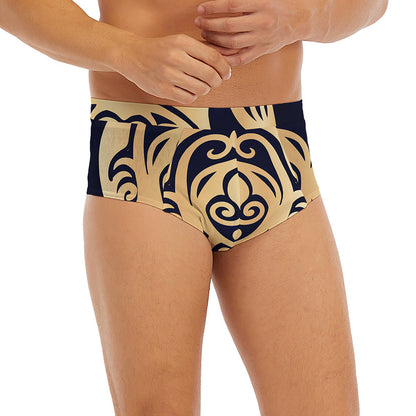 Golden Tribal Sea Turtle Print Men's Briefs