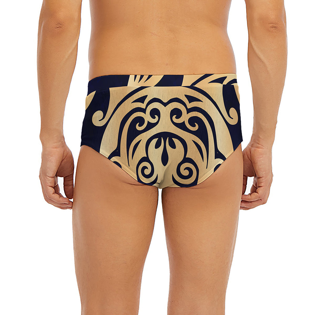 Golden Tribal Sea Turtle Print Men's Briefs