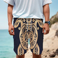 Golden Tribal Sea Turtle Print Men's Cargo Shorts