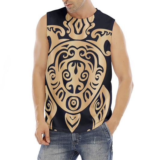 Golden Tribal Sea Turtle Print Men's Fitness Tank Top
