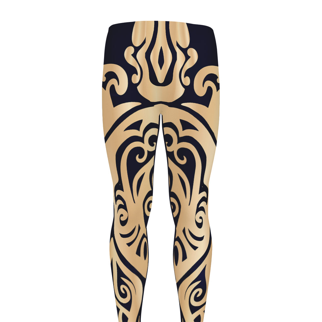 Golden Tribal Sea Turtle Print Men's leggings