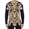 Golden Tribal Sea Turtle Print Men's Long Sleeve T-Shirt