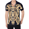 Golden Tribal Sea Turtle Print Men's Shirt