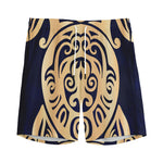 Golden Tribal Sea Turtle Print Men's Sports Shorts