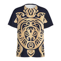 Golden Tribal Sea Turtle Print Men's Athletic T-Shirt