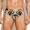 Golden Tribal Sea Turtle Print Men's Swim Briefs