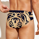 Golden Tribal Sea Turtle Print Men's Swim Briefs