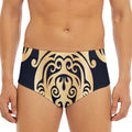 Golden Tribal Sea Turtle Print Men's Triangle Swim Briefs