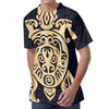 Golden Tribal Sea Turtle Print Men's Velvet T-Shirt