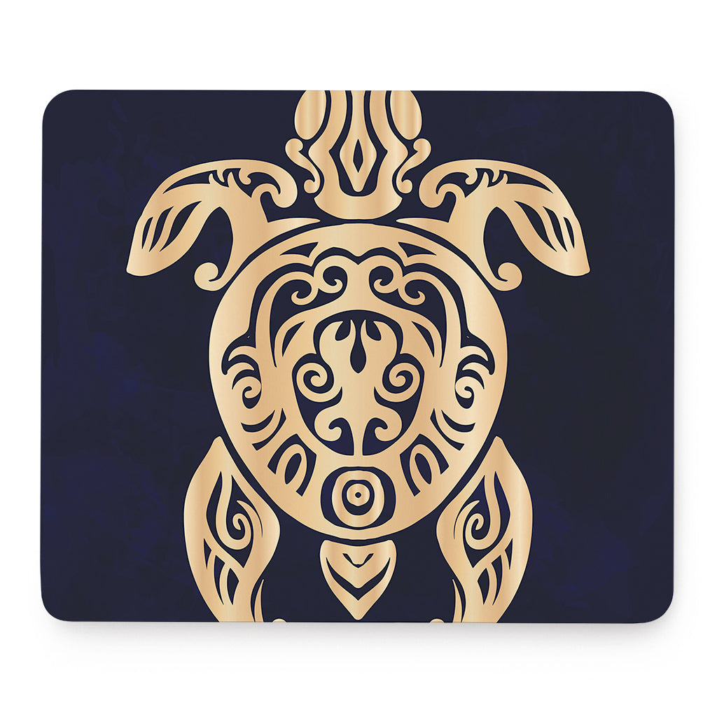 Golden Tribal Sea Turtle Print Mouse Pad