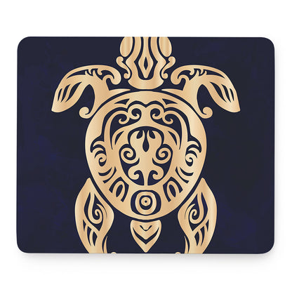 Golden Tribal Sea Turtle Print Mouse Pad