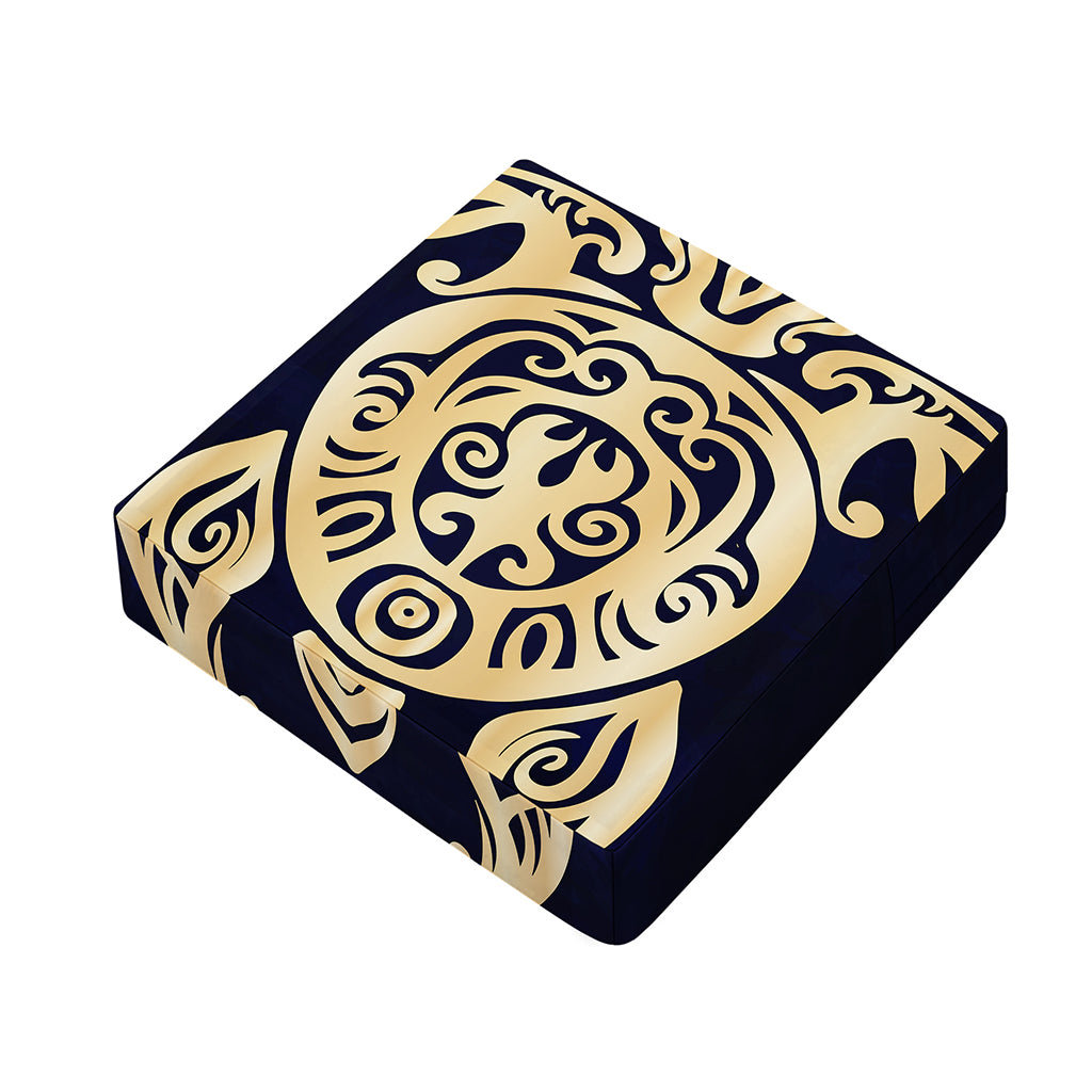 Golden Tribal Sea Turtle Print Outdoor Seat Cushion Cover