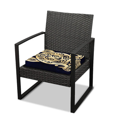Golden Tribal Sea Turtle Print Outdoor Seat Cushion Cover