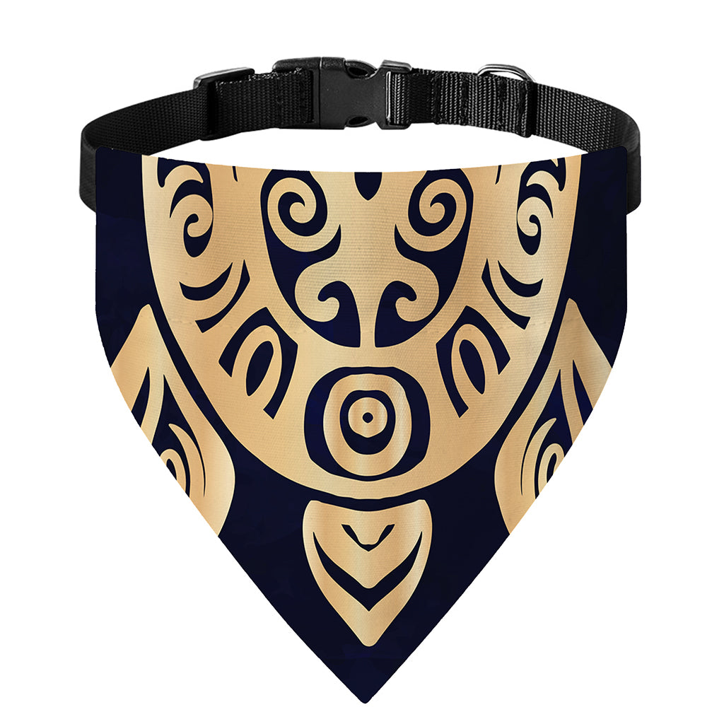 Golden Tribal Sea Turtle Print Over The Collar Dog Bandana