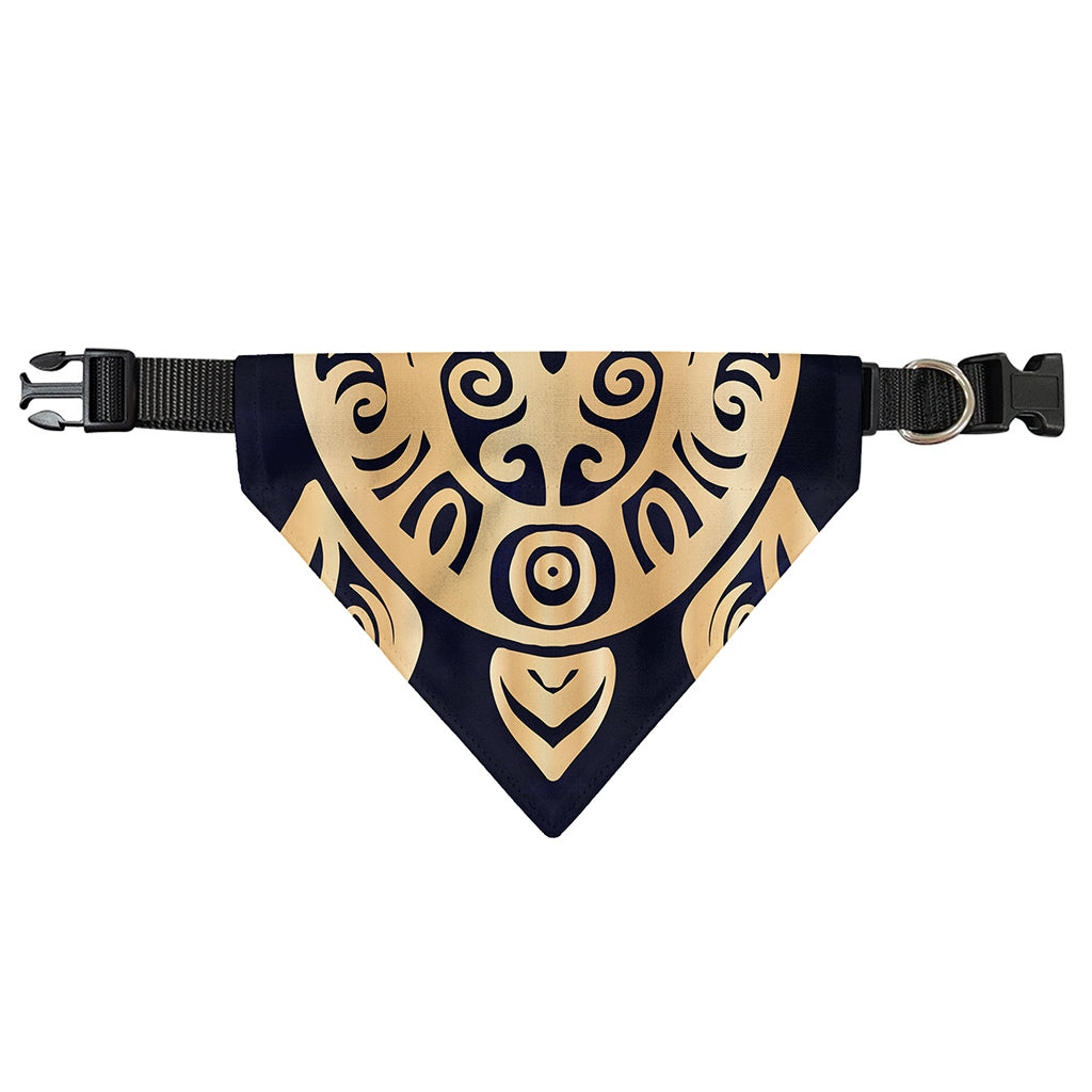 Golden Tribal Sea Turtle Print Over The Collar Dog Bandana