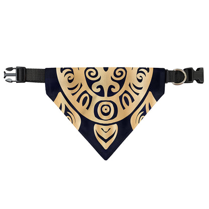 Golden Tribal Sea Turtle Print Over The Collar Dog Bandana