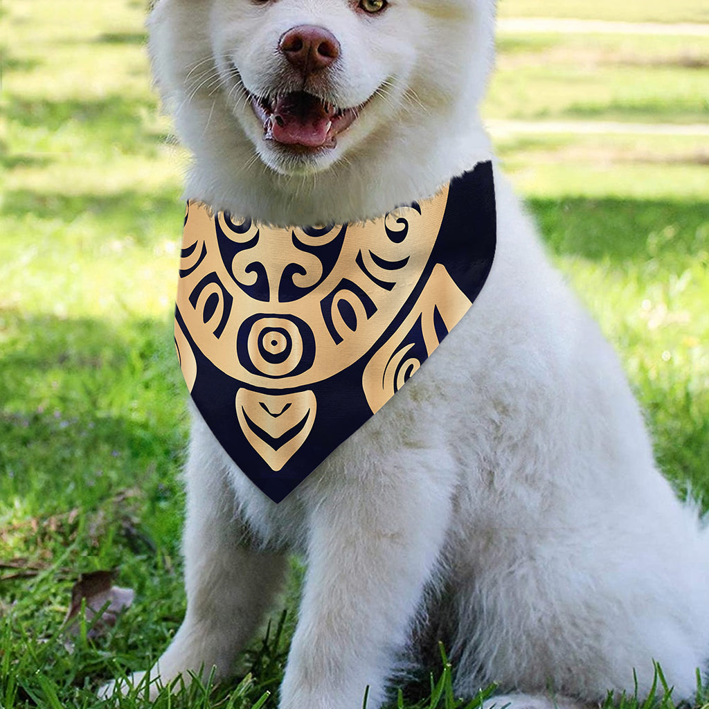 Golden Tribal Sea Turtle Print Over The Collar Dog Bandana
