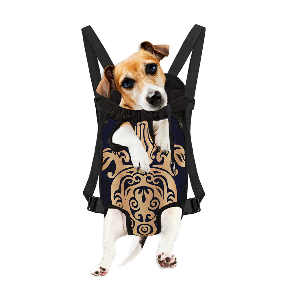 Golden Tribal Sea Turtle Print Pet Carrier Backpack