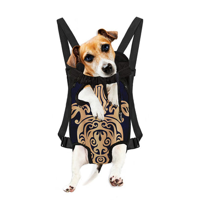 Golden Tribal Sea Turtle Print Pet Carrier Backpack