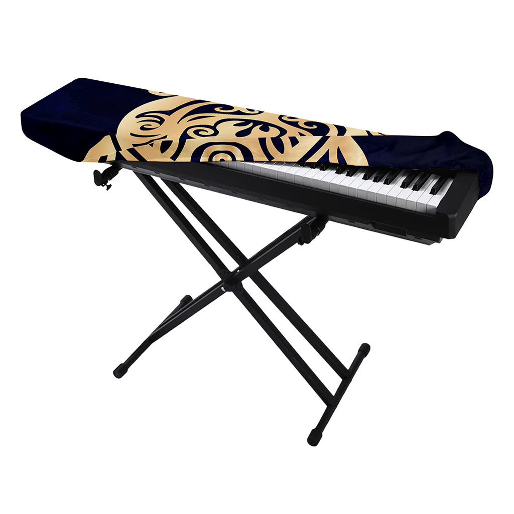 Golden Tribal Sea Turtle Print Piano Keyboard Cover