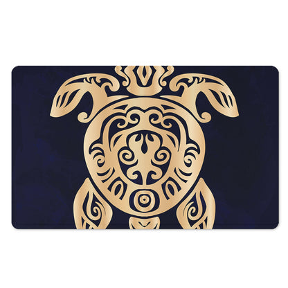 Golden Tribal Sea Turtle Print Polyester Doormat