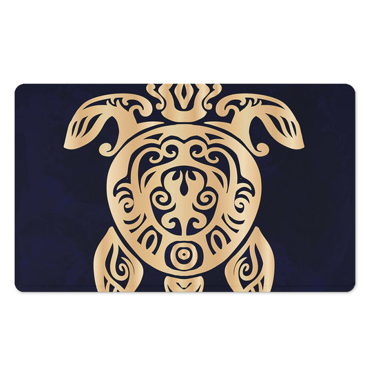 Golden Tribal Sea Turtle Print Polyester Doormat