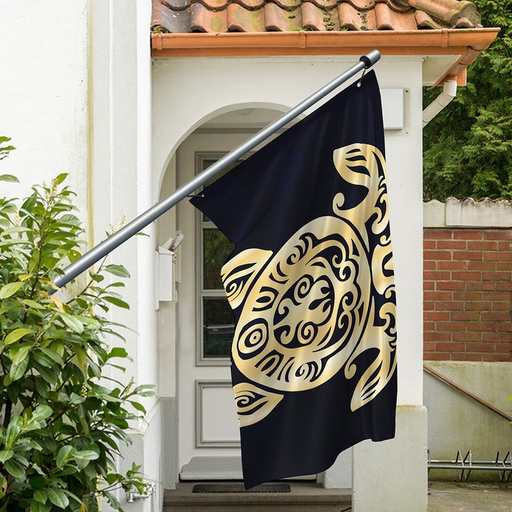 Golden Tribal Sea Turtle Print Polyester Flag