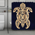 Golden Tribal Sea Turtle Print Polyester Shower Curtain