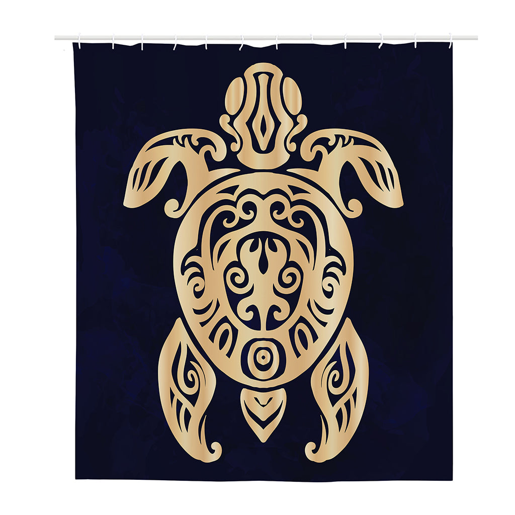 Golden Tribal Sea Turtle Print Polyester Shower Curtain