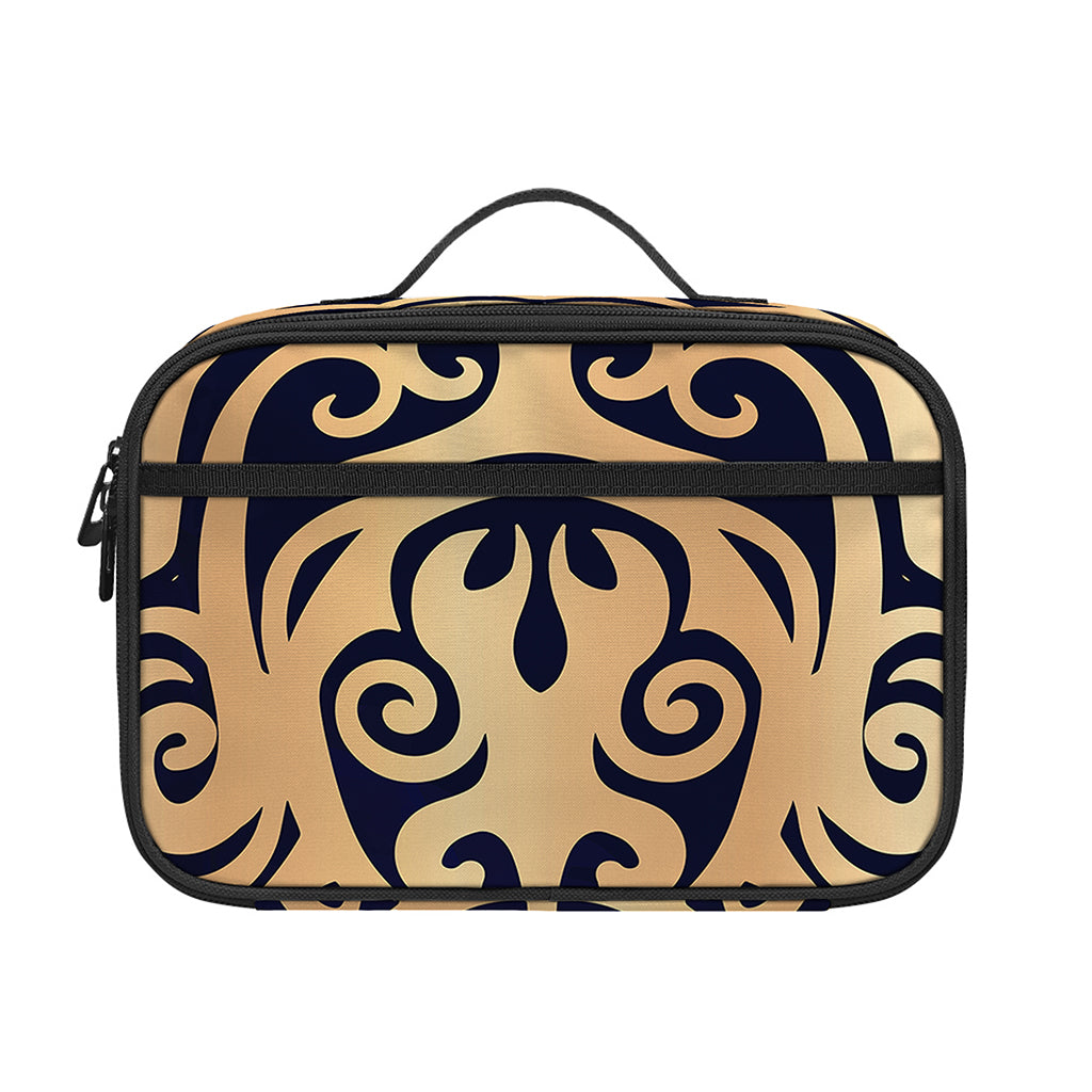 Golden Tribal Sea Turtle Print Portable Lunch Bag