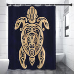 Golden Tribal Sea Turtle Print Premium Shower Curtain