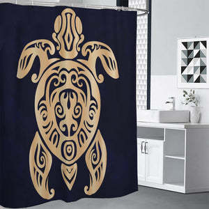 Golden Tribal Sea Turtle Print Premium Shower Curtain