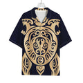 Golden Tribal Sea Turtle Print Rayon Hawaiian Shirt