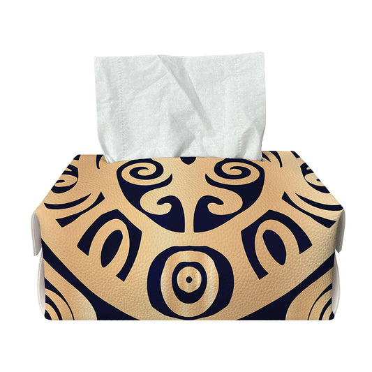 Golden Tribal Sea Turtle Print Rectangle Tissue Box Cover