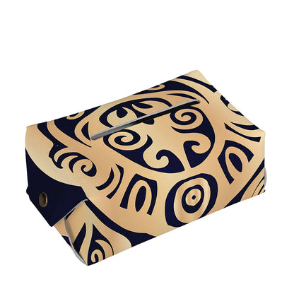 Golden Tribal Sea Turtle Print Rectangle Tissue Box Cover