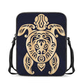 Golden Tribal Sea Turtle Print Rectangular Crossbody Bag