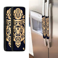 Golden Tribal Sea Turtle Print Refrigerator Handle Covers