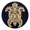 Golden Tribal Sea Turtle Print Round Blanket