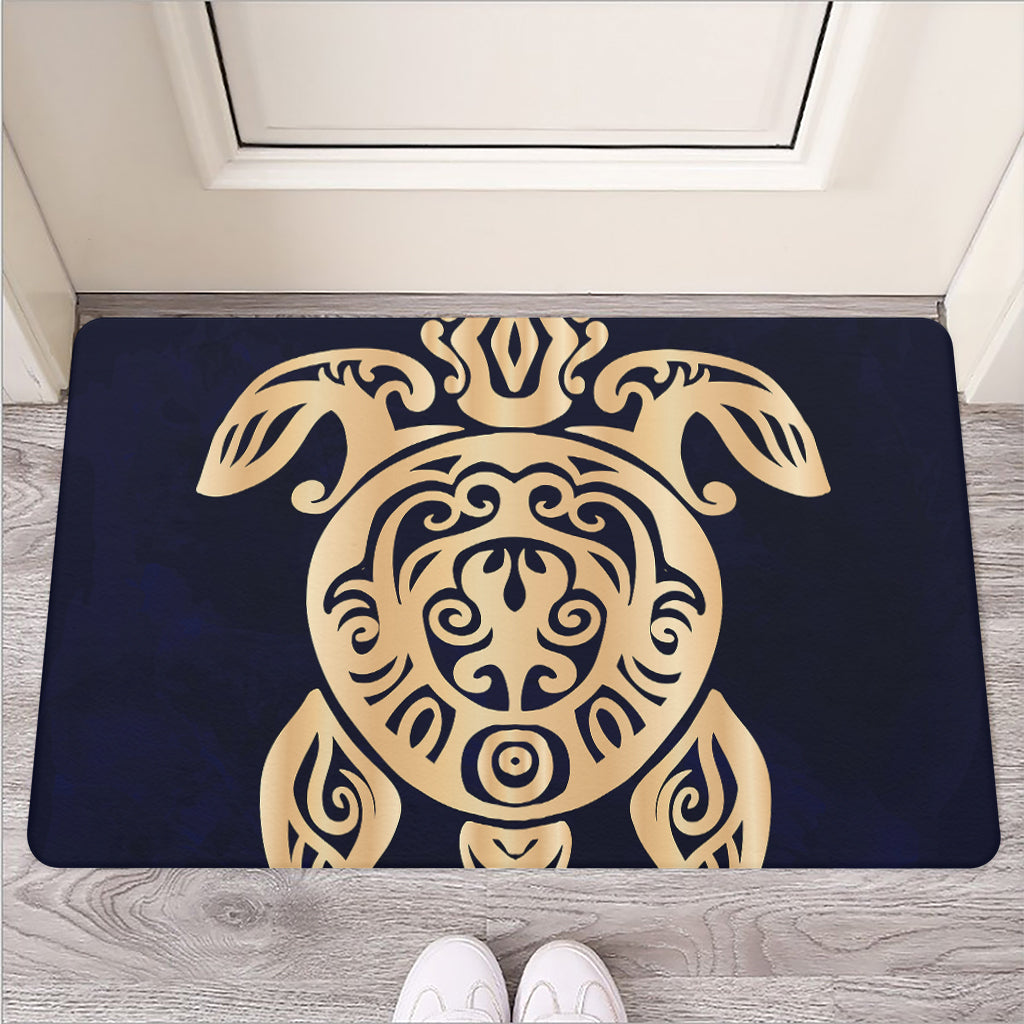 Golden Tribal Sea Turtle Print Rubber Doormat