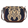 Golden Tribal Sea Turtle Print Saddle Bag