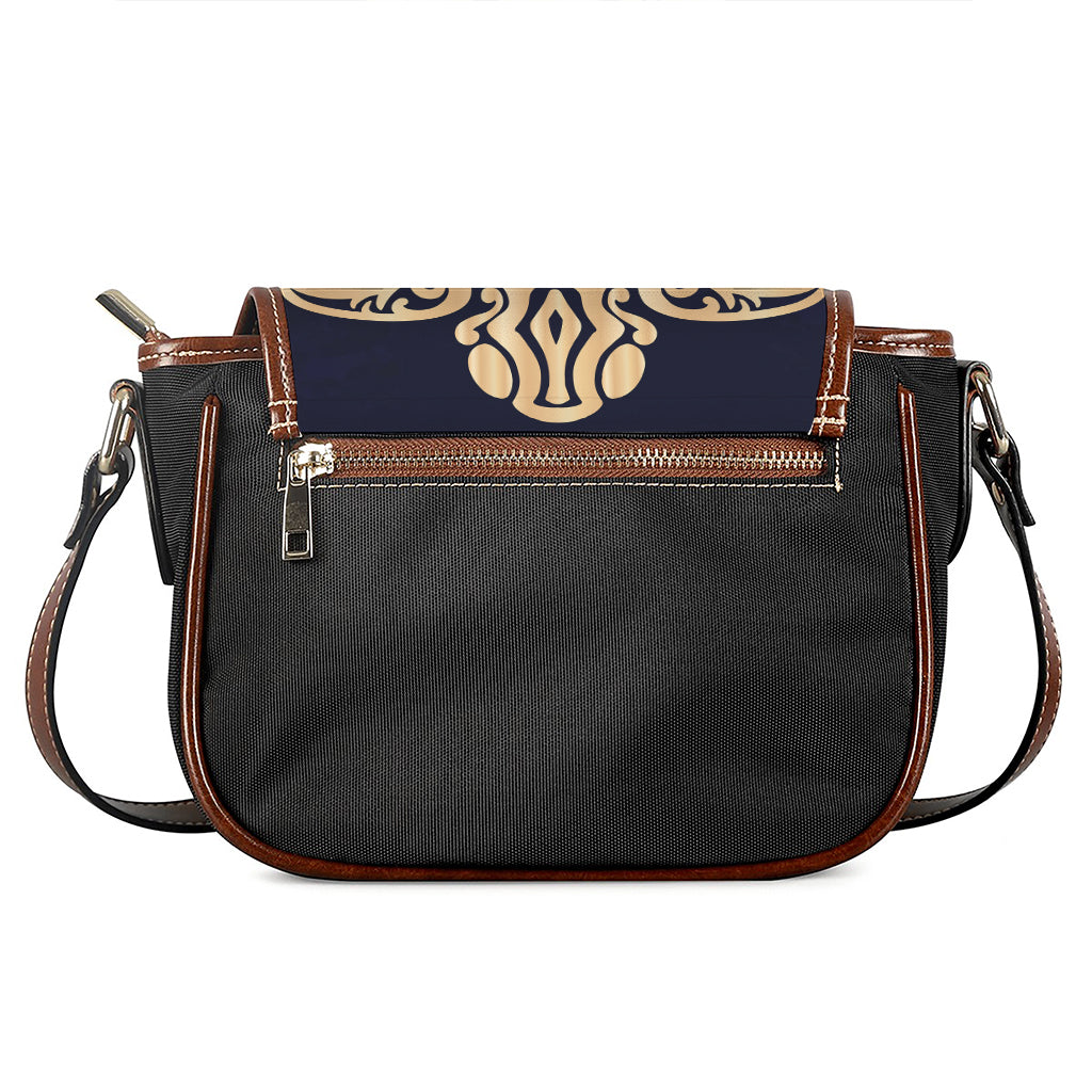 Golden Tribal Sea Turtle Print Saddle Bag