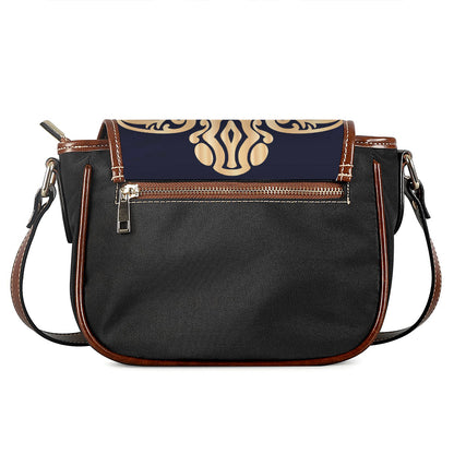 Golden Tribal Sea Turtle Print Saddle Bag