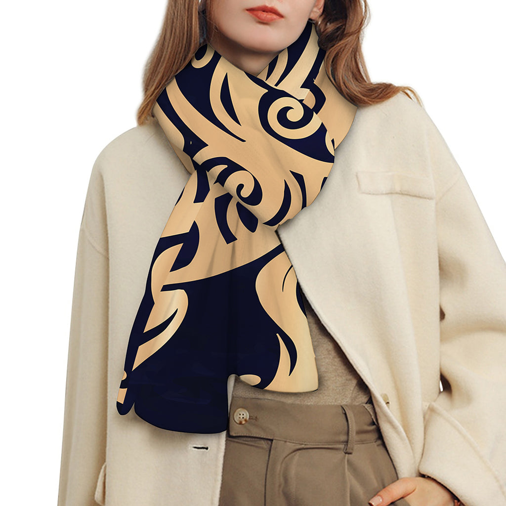 Golden Tribal Sea Turtle Print Scarf