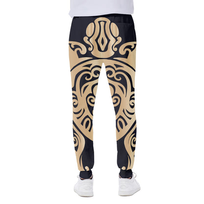 Golden Tribal Sea Turtle Print Scuba Joggers