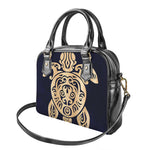 Golden Tribal Sea Turtle Print Shoulder Handbag