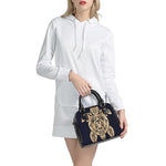 Golden Tribal Sea Turtle Print Shoulder Handbag