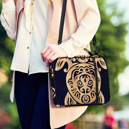 Golden Tribal Sea Turtle Print Shoulder Strap Bible Bag