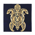 Golden Tribal Sea Turtle Print Silk Bandana