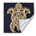Golden Tribal Sea Turtle Print Silk Bandana