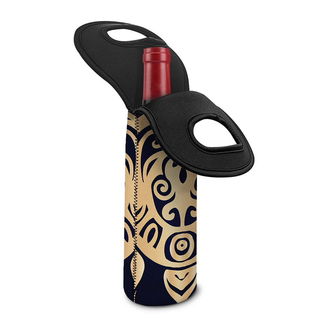 Golden Tribal Sea Turtle Print Single Neoprene Wine Tote